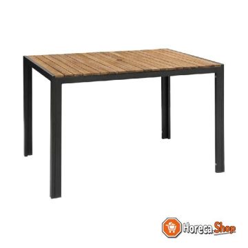 Rectangular steel and acacia wood table 120x80cm