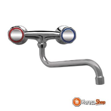 Duobloc mixer tap with rotary knobs and low spout of 30 cm