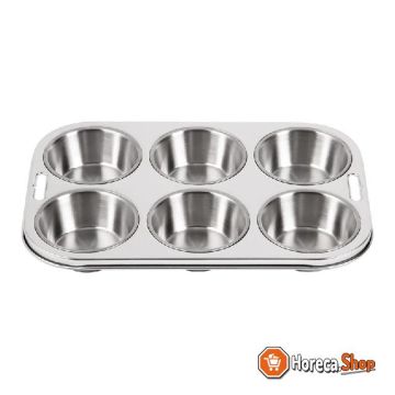 Deep stainless steel baking pan 6 muffins