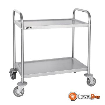 Stainless steel serving trolley with 2 leaves small