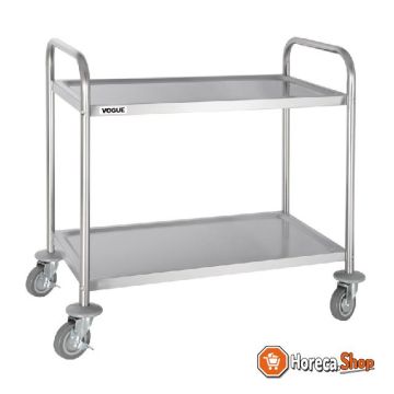 Stainless steel serving trolley with 2 trays medium