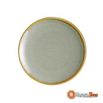 Kiln round coupe plates moss green 17.8 cm