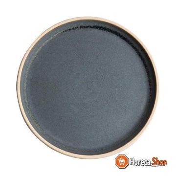 Canvas flat round plates blue granite 25cm