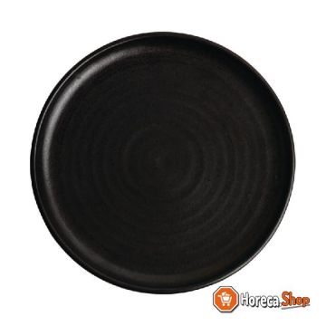 Canvas round plates with narrow border black 26.5 cm