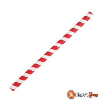 Fiesta green red   white striped paper smoothie straws 21cm