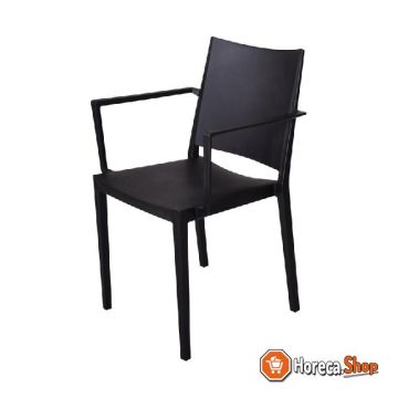 Florence stapelbare polypropyleen stoelen met armleuning zwart (4 stuks)