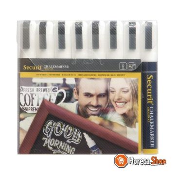 Set of erasable chalk markers 6mm 8 pieces white