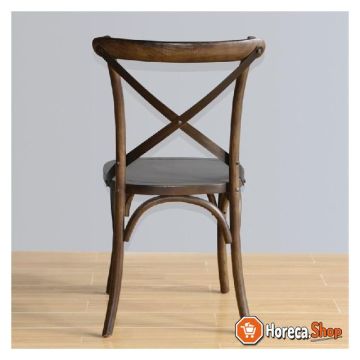 Bolero houten stoel met gekruiste rugleuning walnoot 2 stuks