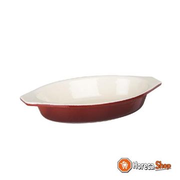 Oval cast iron gratin dish red 0.65ltr