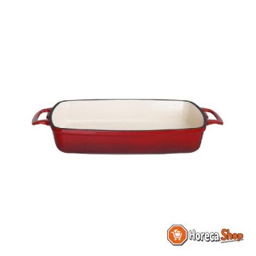 Rectangular cast iron baking dish red 1.8ltr