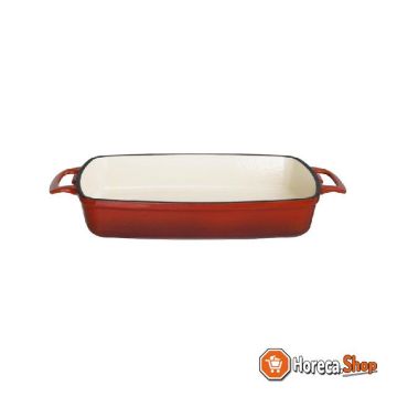 Plat de cuisson rectangulaire en fonte  rouge 2,8ltr