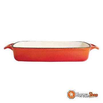 Rectangular cast iron oven dish orange 2.8ltr