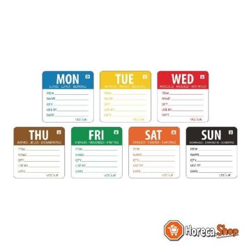 Soluble color coded weekly food labels set
