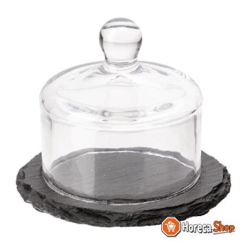 Slate slate butter dish with glass lid