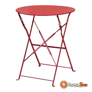 Round steel folding table red 59.5 cm