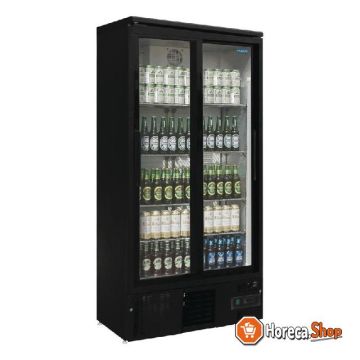 Upright refrigerated bar display with 2 sliding doors