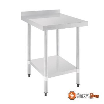 Stainless steel work table with rear upstand 90x60x70cm