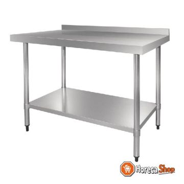 Stainless steel work table with rear upstand 90x150x70cm