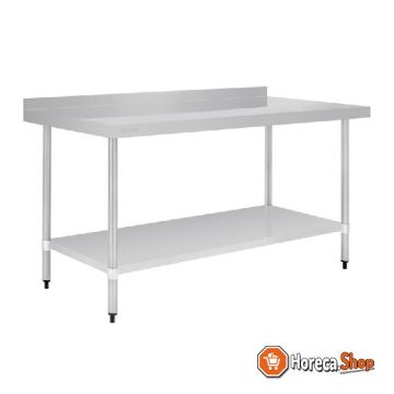 Stainless steel work table with rear upstand 90x180x70cm