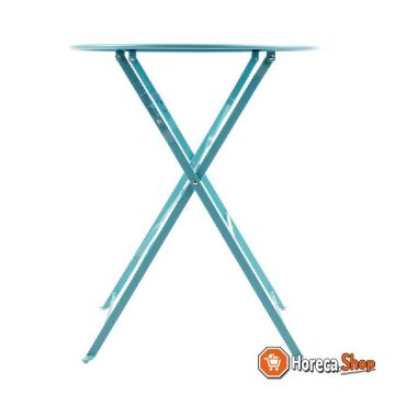 Round steel folding table turquoise 59.5 cm