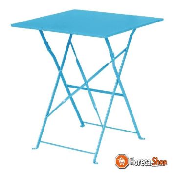 Vierkante opklapbare stalen tafel turquoise 60cm