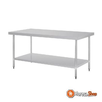 Stainless steel central work table 180cm