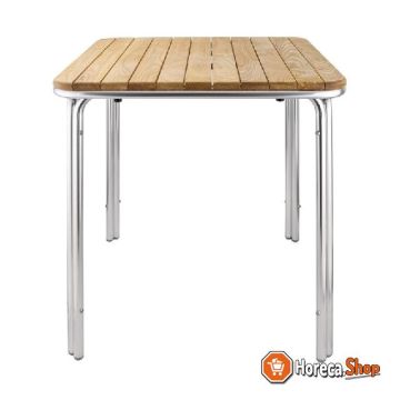 Square ash and aluminum table 70cm