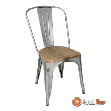 Bistro gegalvaniseerd stalen stoelen met houten zitting (4 stuks)