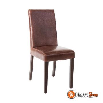 Chaise de salle à manger contemporaine  en simili cuir brun foncé antique - 2 pièces