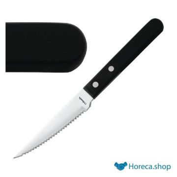 Steak knife with black handle