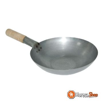 Mild steel wok with flat bottom 33cm