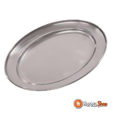Oval stainless steel serving dish, 25 cm