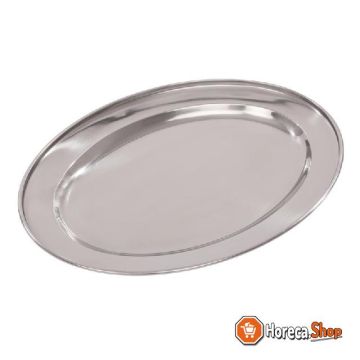 Oval stainless steel serving dish, 30 cm