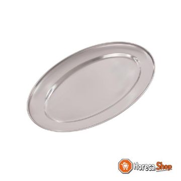 Oval stainless steel serving dish, 35 cm