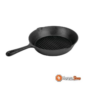 Round cast iron pan ribbed 26.5cm