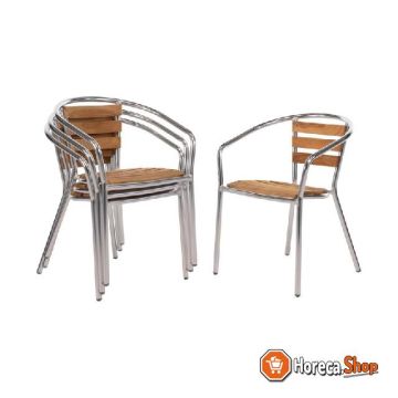 Chaises  en aluminium et frêne avec accoudoirs