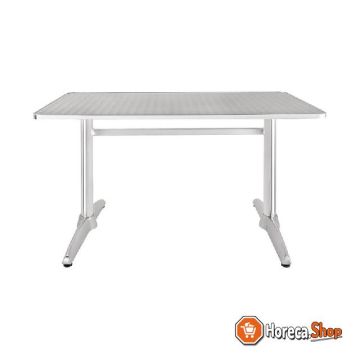 Rechthoekige rvs tafel met dubbele tafelpoot 120cm
