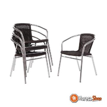 Aluminium en polyrotan stoelen zwart (4 stuks)