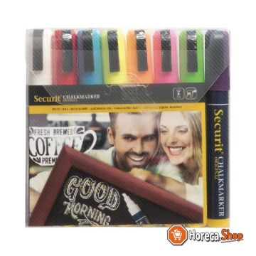 Set of erasable chalk markers 6mm 8 pieces assorted