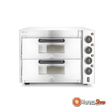 Pizza oven 2 kamers compact, , zilver, 230v 3000w, 580x560x(h)435mm