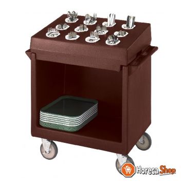 Dienblad bordenwagen met bestek-opzet - 970x580x1050mm - dark brown
