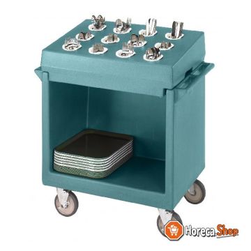 Dienblad bordenwagen met bestek-opzet - 970x580x1050mm - slate blue