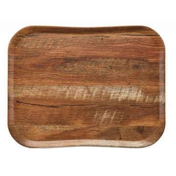Dienblad wood grain - 457x355mm - brown oak