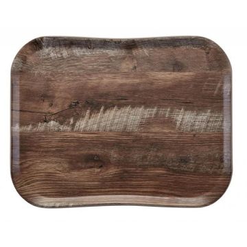 Dienblad wood grain - 457x355mm - dark oak