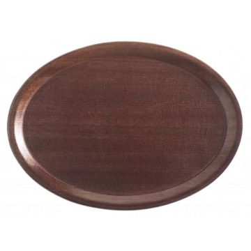 Dienblad hout ovaal anti-slip - 290x210mm - mahogany