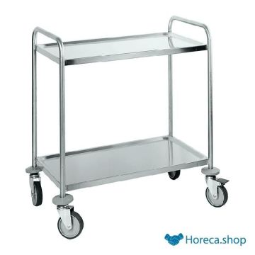 Serving trolley stainless steel 2 blades