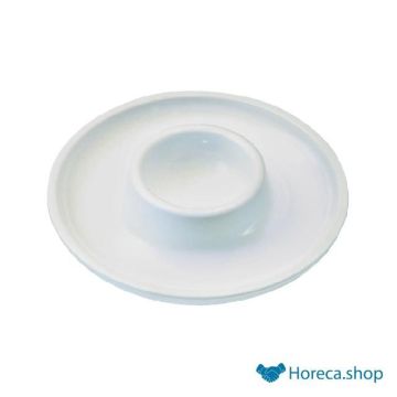 Egg cup white plastic round