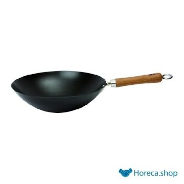 Wok star 30 cm non-stick carbon steel with bamboo handle