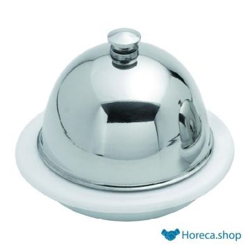 Butter dish with stainless steel cloche