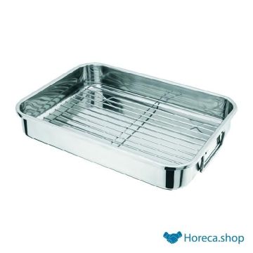 Roasting pan stainless steel with grid 39x28x6 cm